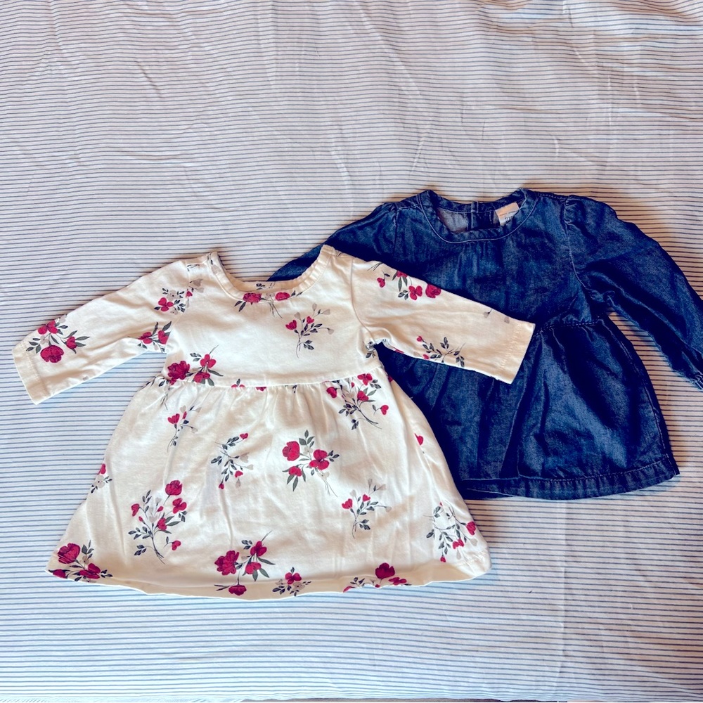 Carter’s 0-3m Baby Girl Floral and Denim Blouse Shirt Set